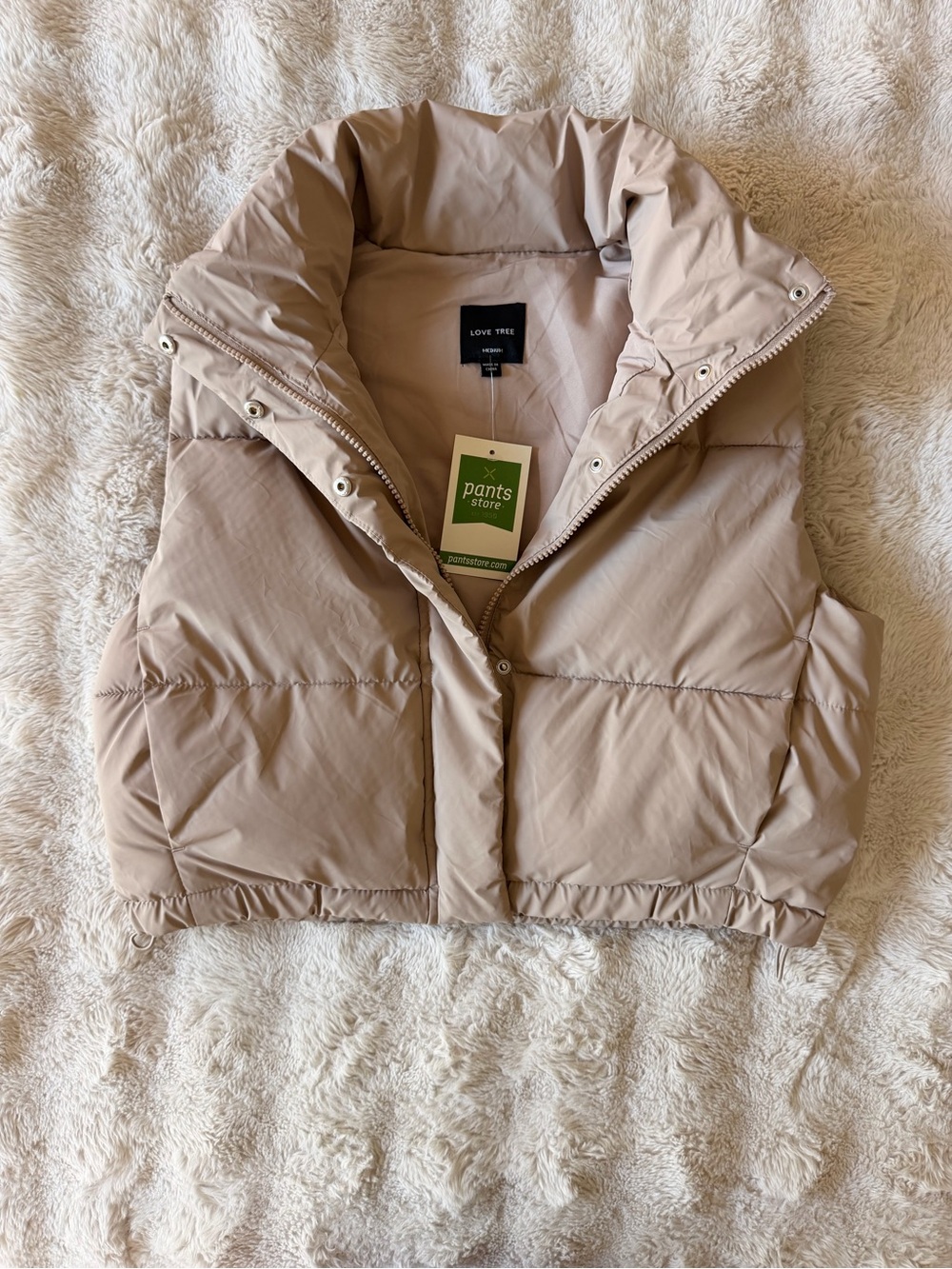 Love Tree Taupe Quilted Sleeveless Puffer Vest